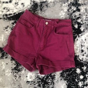 American Apparel High-Waist shorts in cranberry